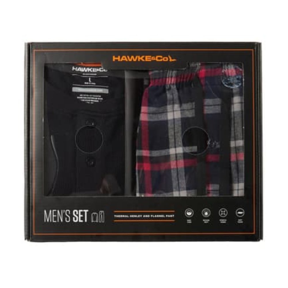 Hawke Co Thermal Henley Plaid Flannel Pant Pajamas